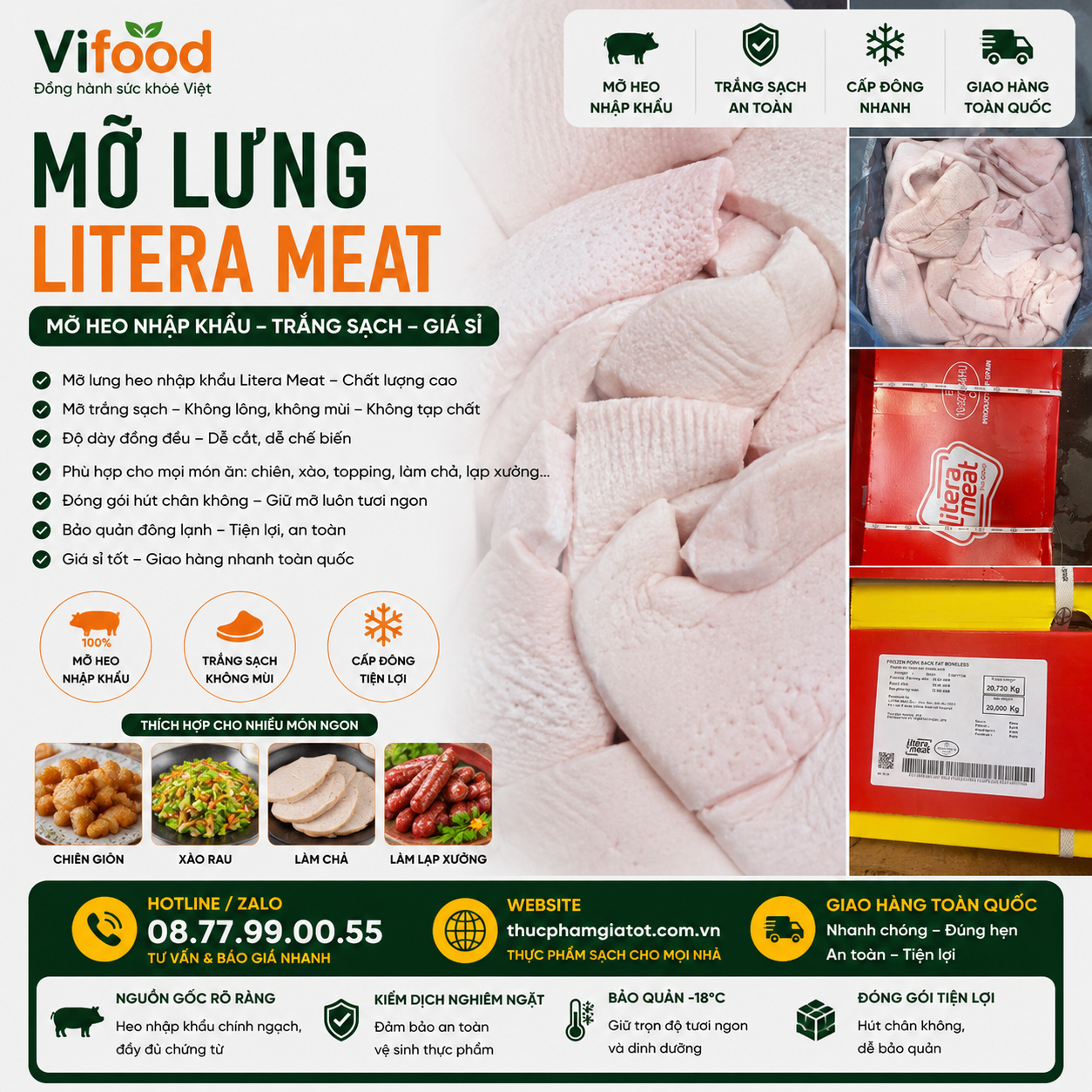 Mỡ Lưng Litera Meat Giá Sỉ